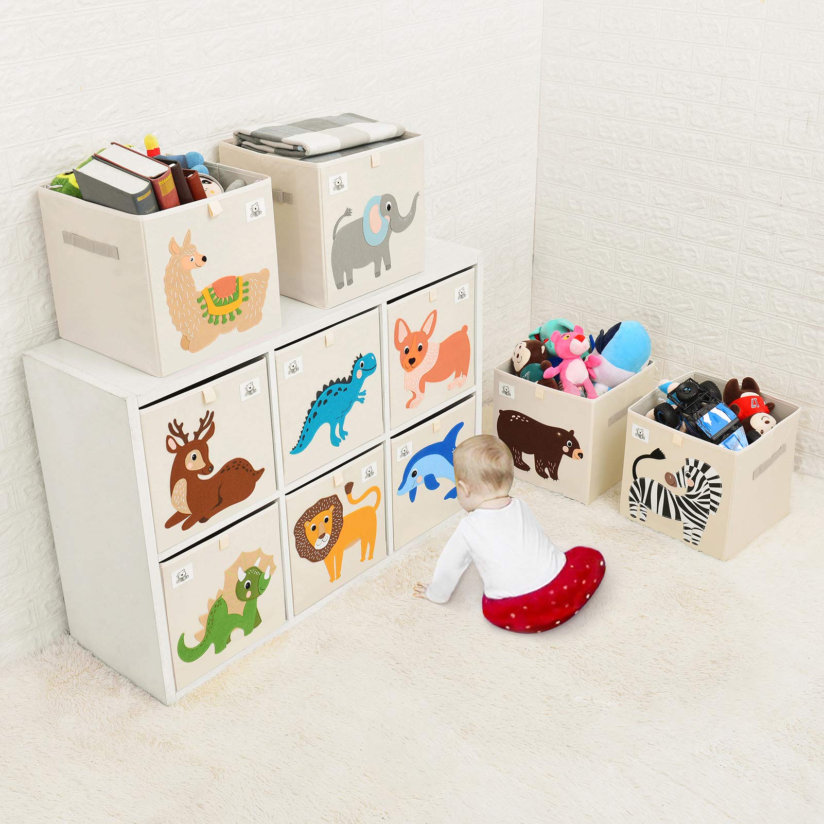 Foldable Animal Cube Storage Bins - Fabric Toy Organizer Box for Kids Nursery & Playroom - 13 Inch Triceratops Design - Perfect for Toy Storage, Room Decor & Kids Organization