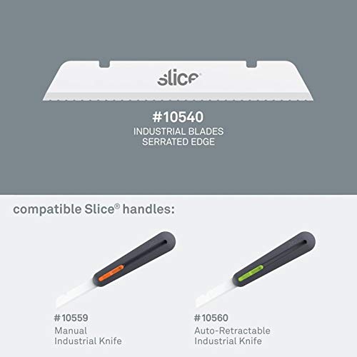 Slice 10540 Extra Long Industrial Blade - Advanced Ceramic Safety Knife with Serrated Tip, 11x Longer Lasting Than Metal Blades (24-Pack) | Perfect for Packaging, Cardboard Cutting & Industrial Applications