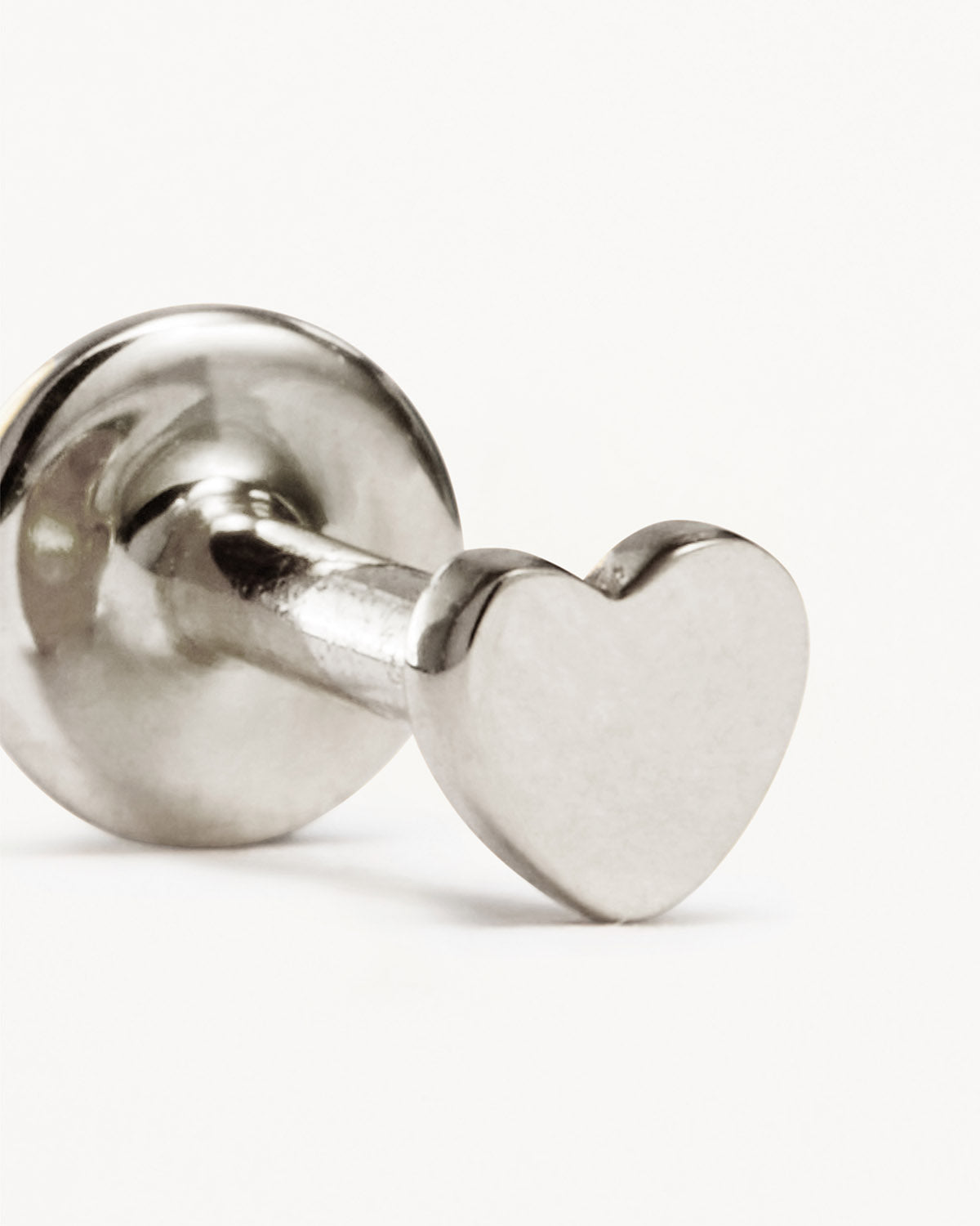 14K Solid White Gold Sweetheart Cartilage Flatback Earrings - Minimalist Stud Earrings for Helix, Tragus, or Lobe Piercing - Perfect for Everyday Wear & Special Occasions