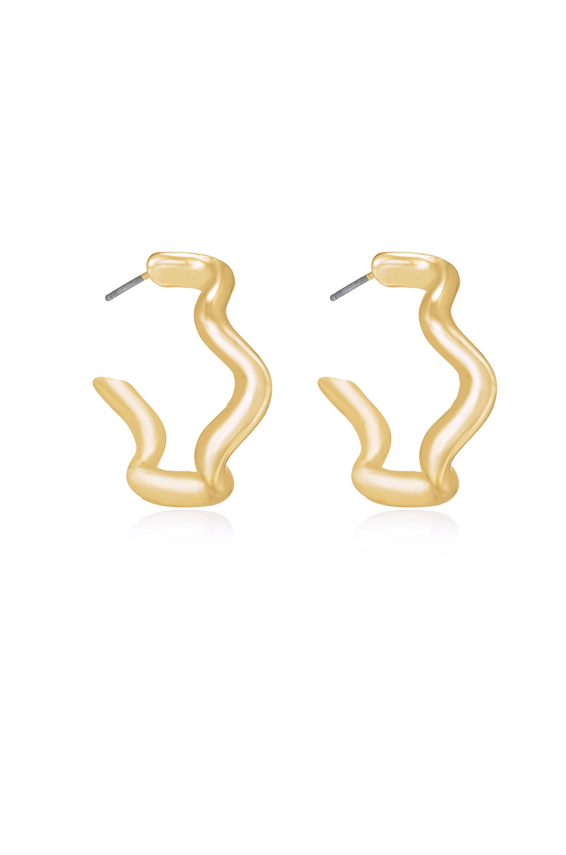 Only An Illusion Wavy Hoop Earrings for Women - Trendy Gold Plated Dangle Earrings for Party, Wedding & Everyday Wear