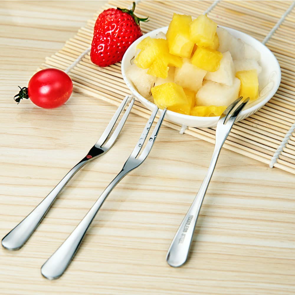 10-Pack Mini Stainless Steel Dessert Forks - Perfect for Fruit, Cocktails, Salad, Cake Tasting - Ideal for Parties, Home, Restaurants & Catering Events