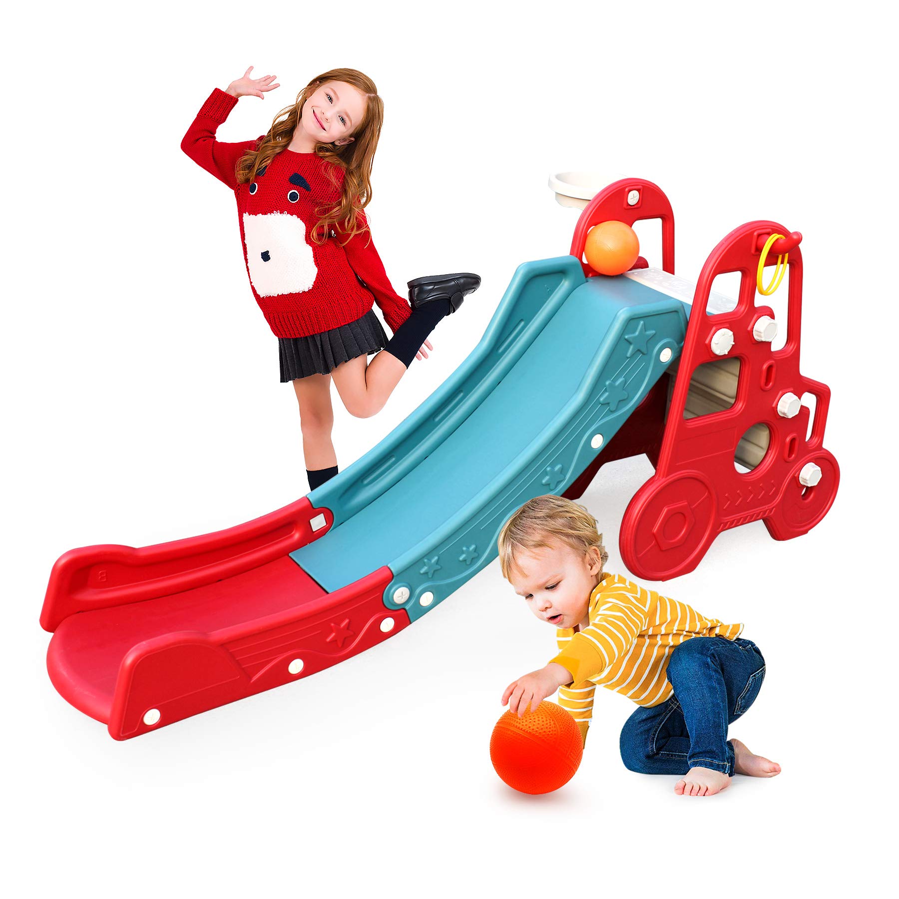 **4-in-1 Baby Slide & Climbing Playset for Toddlers Ages 3-5 – Indoor & Outdoor Jungle Gym Playground Set for Backyards, Gardens – Red (Perfect for Active Play, Backyard Fun, and Early Childhood Development)**