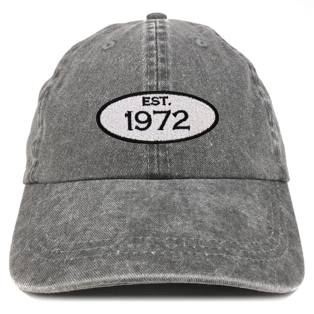 Vintage Washed Cotton Embroidered Cap - 50th Birthday Gift for Men & Women - Trendy Pigment Dyed Hat for Casual Wear, Outdoor Activities & Special Occasions - Established 1972 Apparel Shop