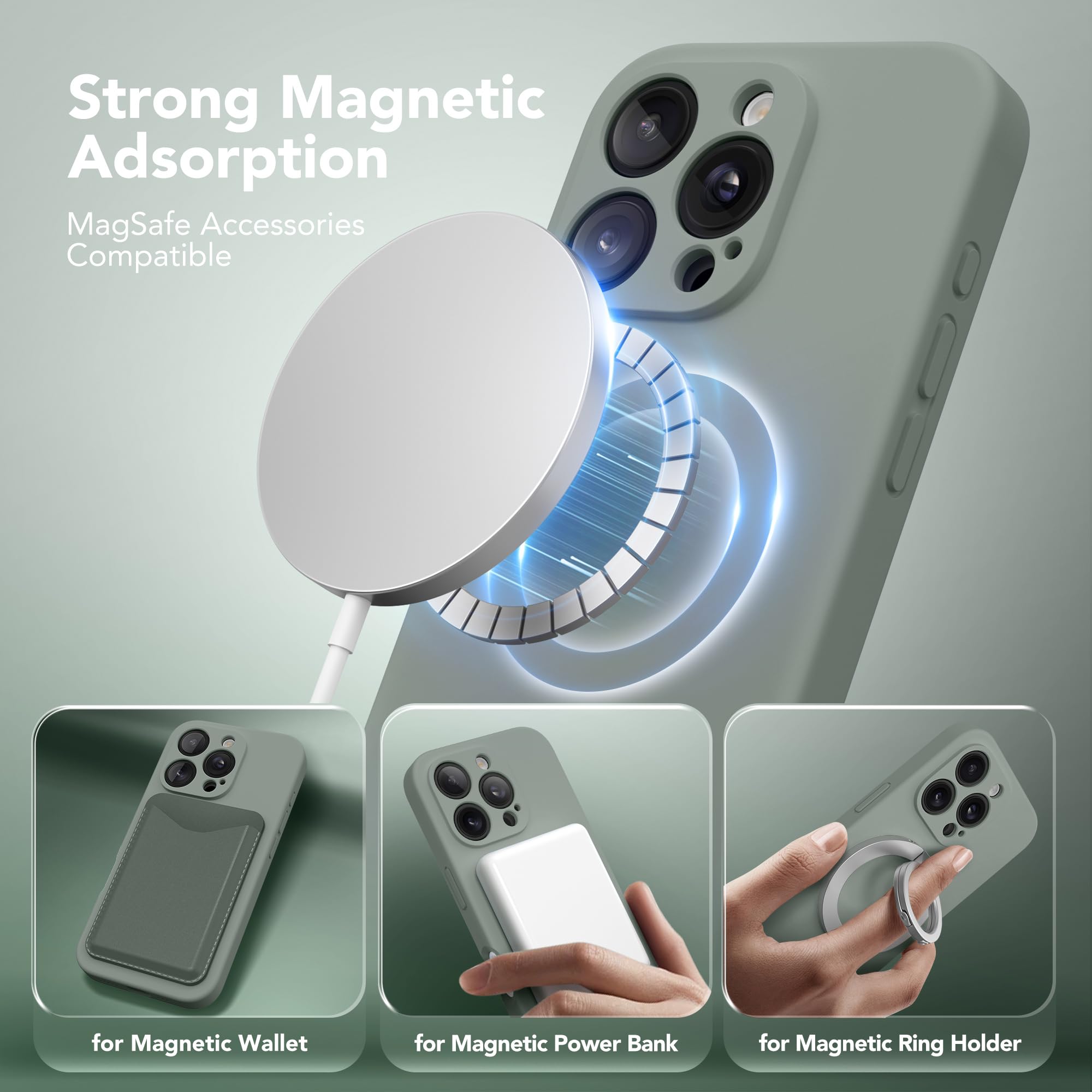 Magnetic Shockproof Silicone Case for iPhone 16 Pro (6.3