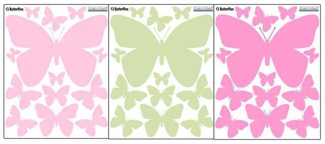 Butterfly Wall Decals - Soft Pink, Pink & Sage Green Vinyl Wall Stickers for Nursery, Bedroom & Kids Room Decor - Easy Peel & Stick Home Decorations