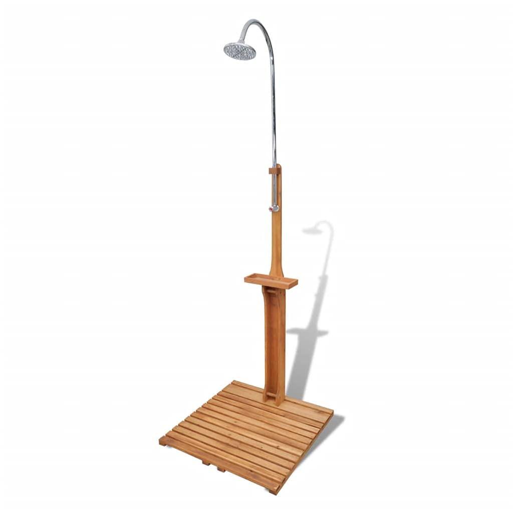 Portable Outdoor Shower Stand with Adjustable Water Pressure - Wooden Garden Shower for Camping, Poolside & Backyard Use | Perfect for Swimming Pool, Beach & RV Trips