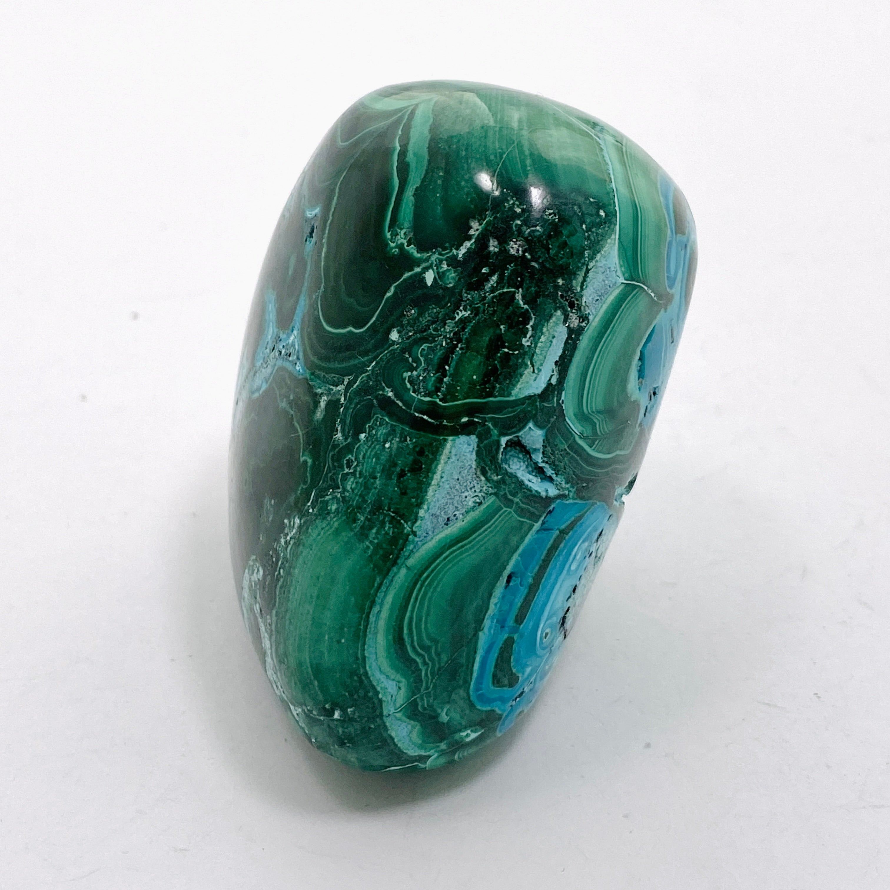 Natural Malachite and Chrysocolla Polished Freeform Stone - Congo Mined CR3748 | Healing Crystal for Meditation, Home Decor & Jewelry Making