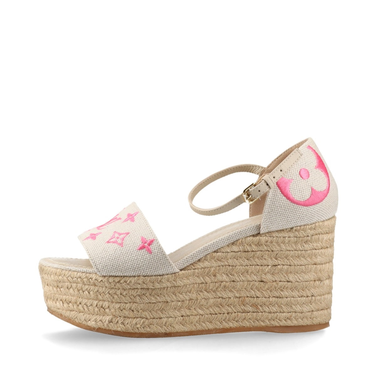 Louis Vuitton Monogram Starboard Wedge Sandals for Women - White & Pink Designer Espadrilles | Beach Vacation, Summer Outfits, Casual Wear