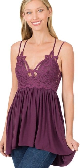 Elegant Long Crochet Lace Top in Eggplant Purple - Perfect for Boho Chic Outfits, Beach Cover-Ups & Summer Festivals