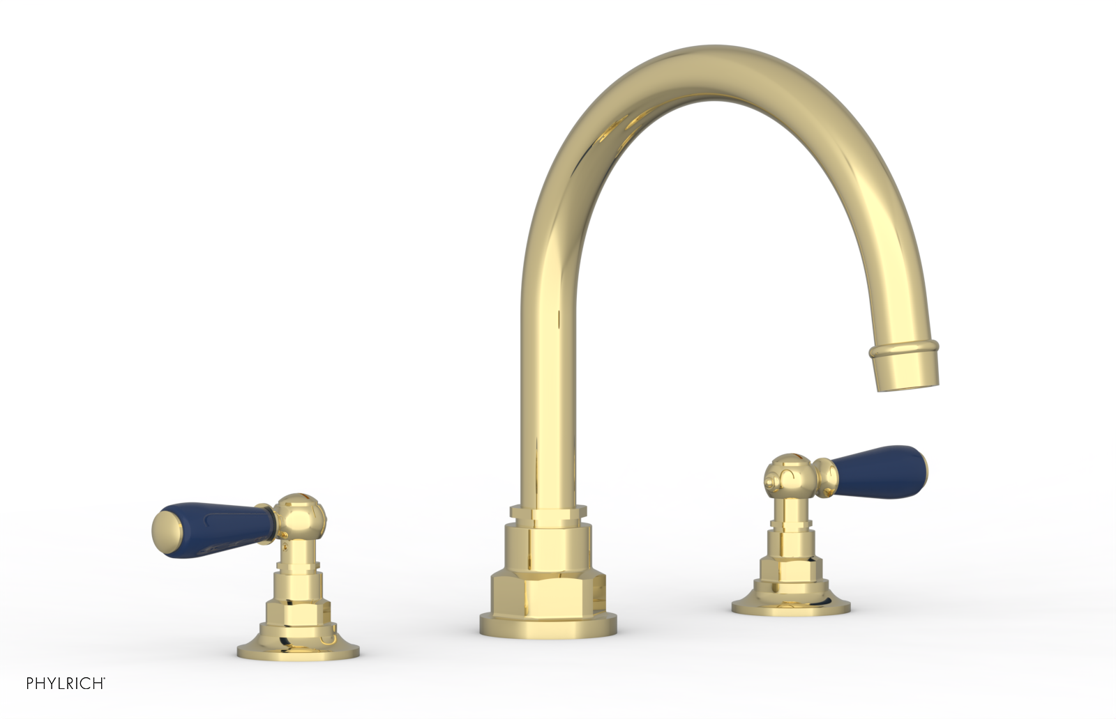 Jamestown Deck Tub Set with Lever Handles - Navy Blue Accented Bathroom Faucet (41