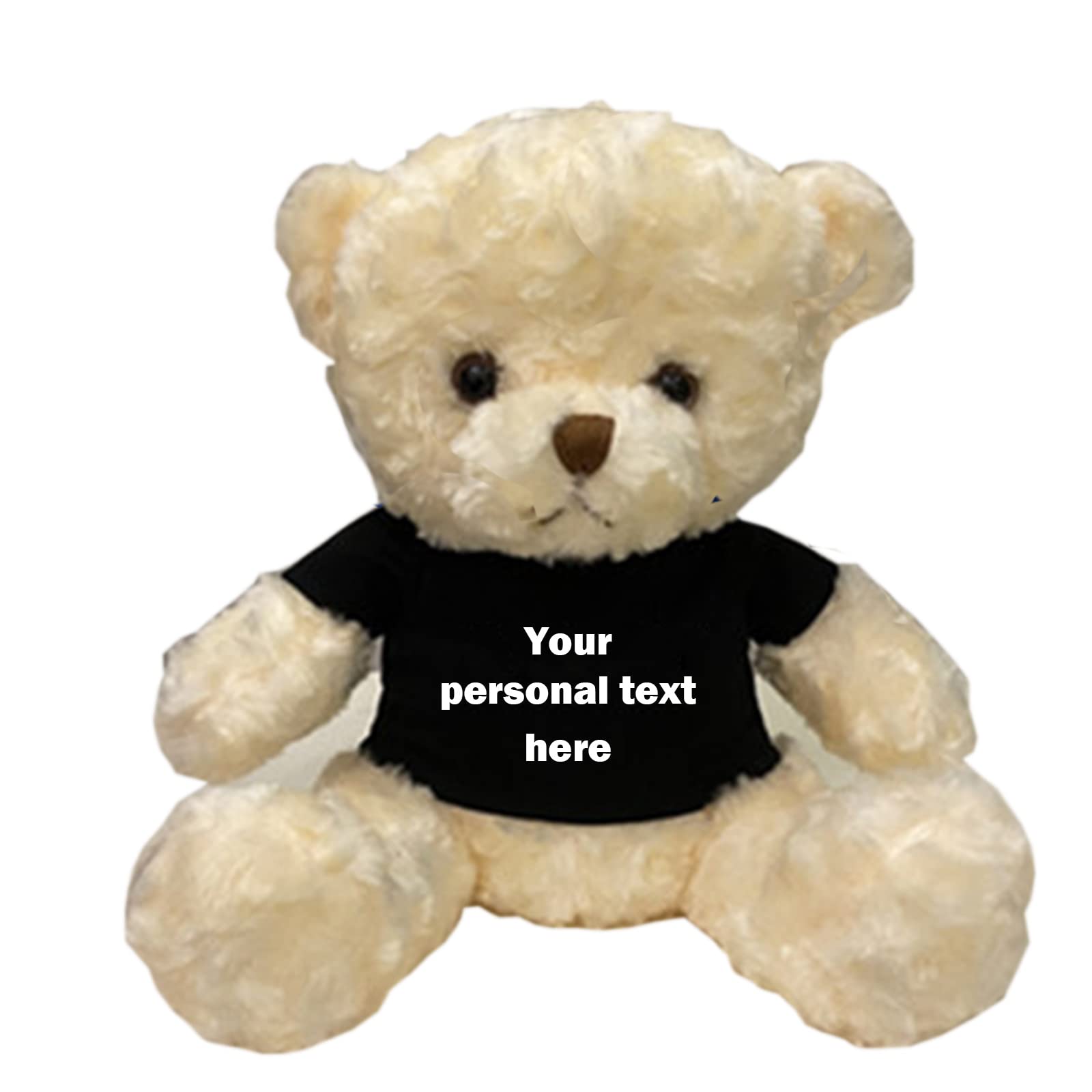 Personalized Custom Teddy Bear Plush Toy - 10 Inch Soft Stuffed Animal with Custom Text for Kids, Men & Women - Perfect Birthday, Christmas & Graduation Gift (White, T-Shirt Design) - Great for Nursery Decor, Baby Shower Favors & Surprise Presents