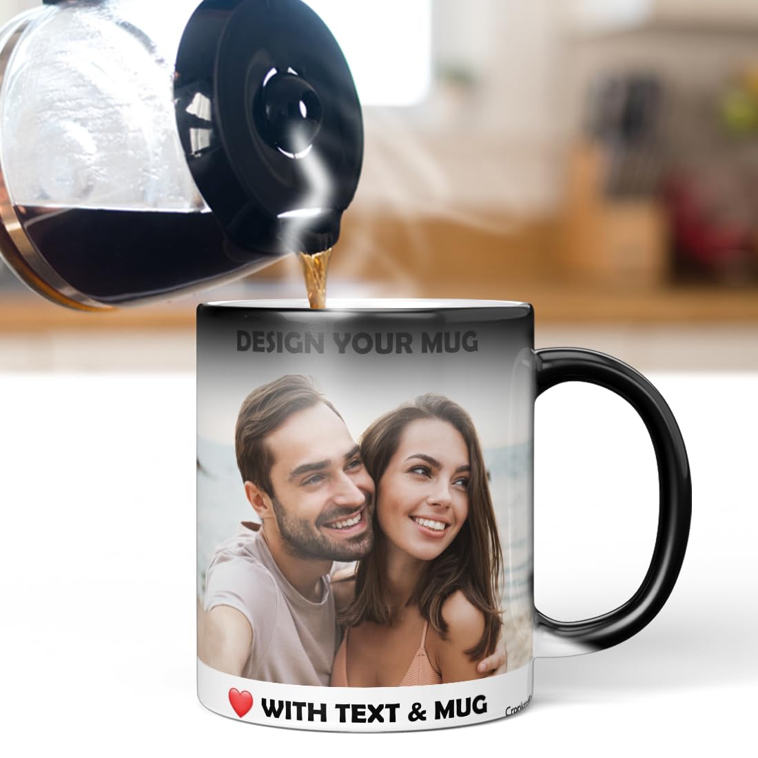 Personalized Ceramic Magic Mug with Custom Photo, Quote & Name - 11oz (325ml) - Unique Birthday, Valentine's, Anniversary Gift for Him/Her - Perfect for Coffee, Tea & Office/Home Use
