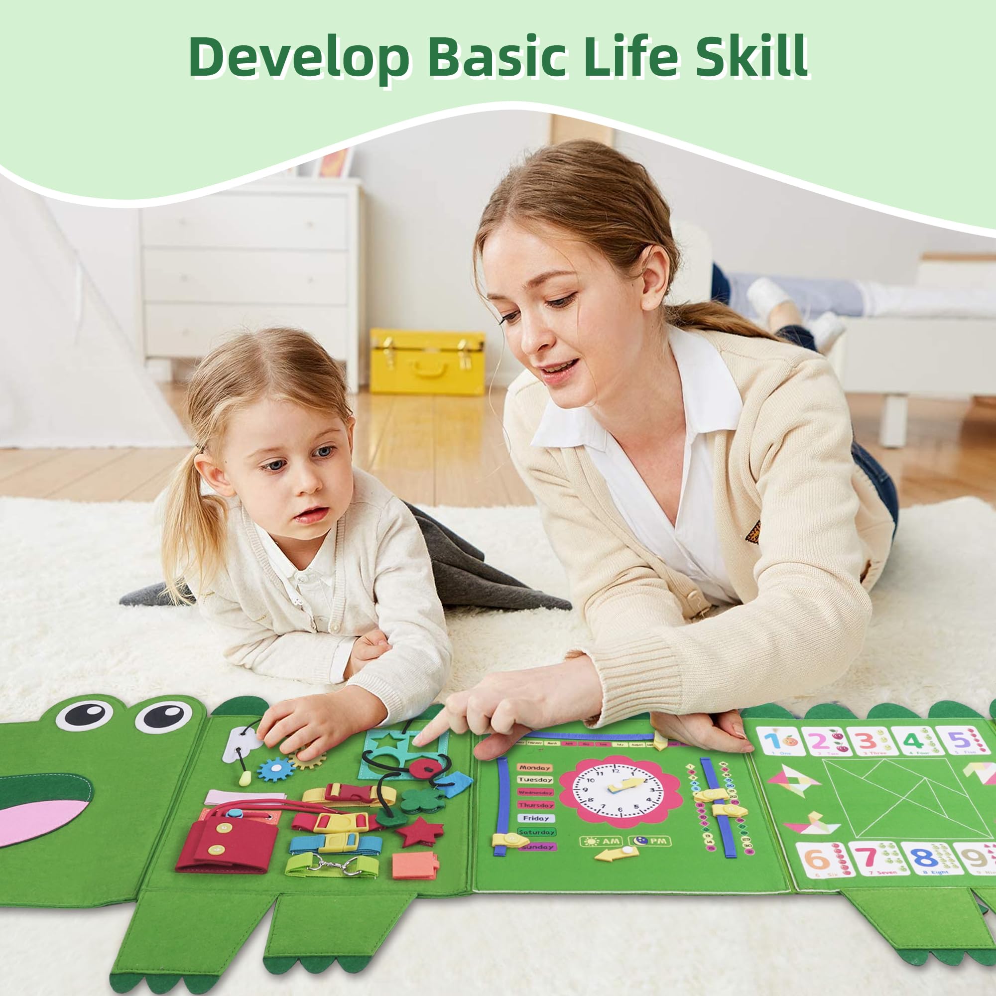 Montessori Busy Board for Toddlers - Sensory Activity Cube with Fine Motor Skill Toys - Educational Learning Toys for Kids Ages 3-6 - Perfect for Daycare, Playroom & Travel (Plane/Car) - Great Gift Idea for Preschoolers