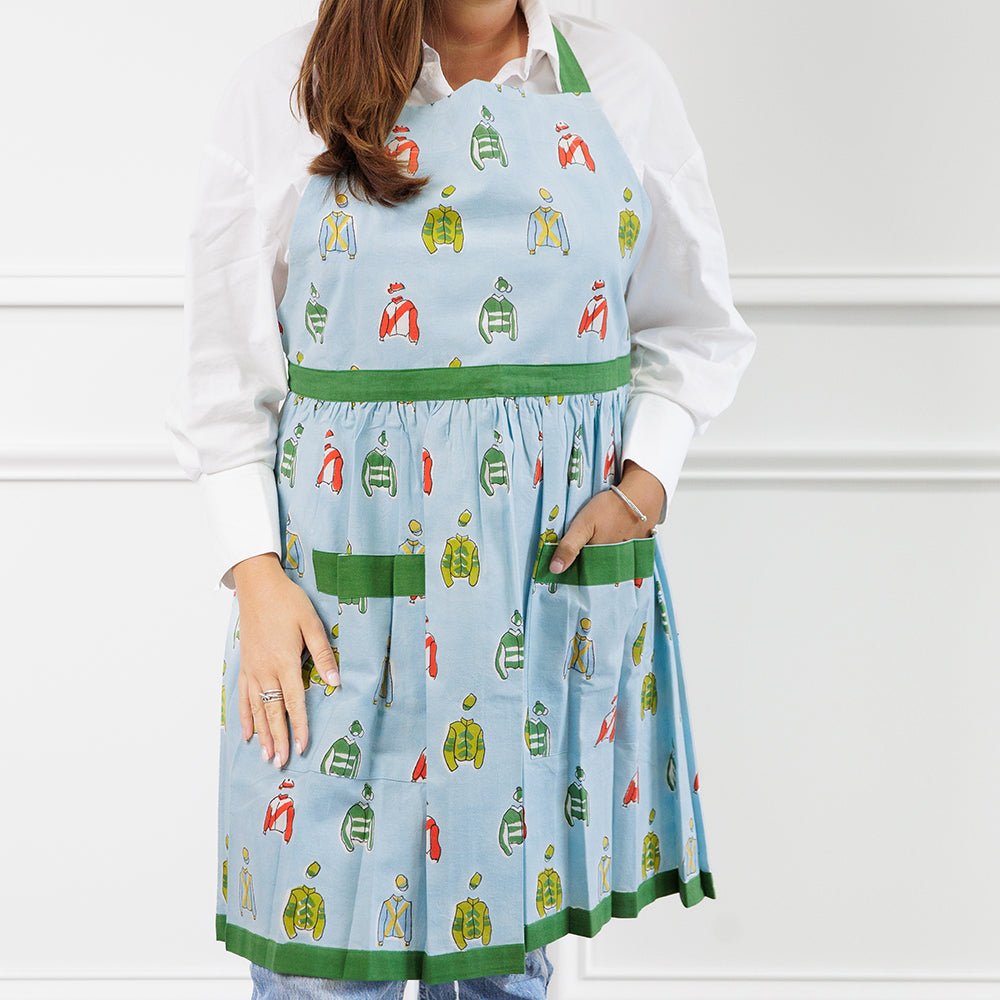 Vintage Jockey Apron - Heavy Duty Cotton Work Apron for Cooking, BBQ, Bartending & Crafting - Adjustable Neck Strap & Waist Ties - Perfect for Chefs, Baristas & DIY Enthusiasts