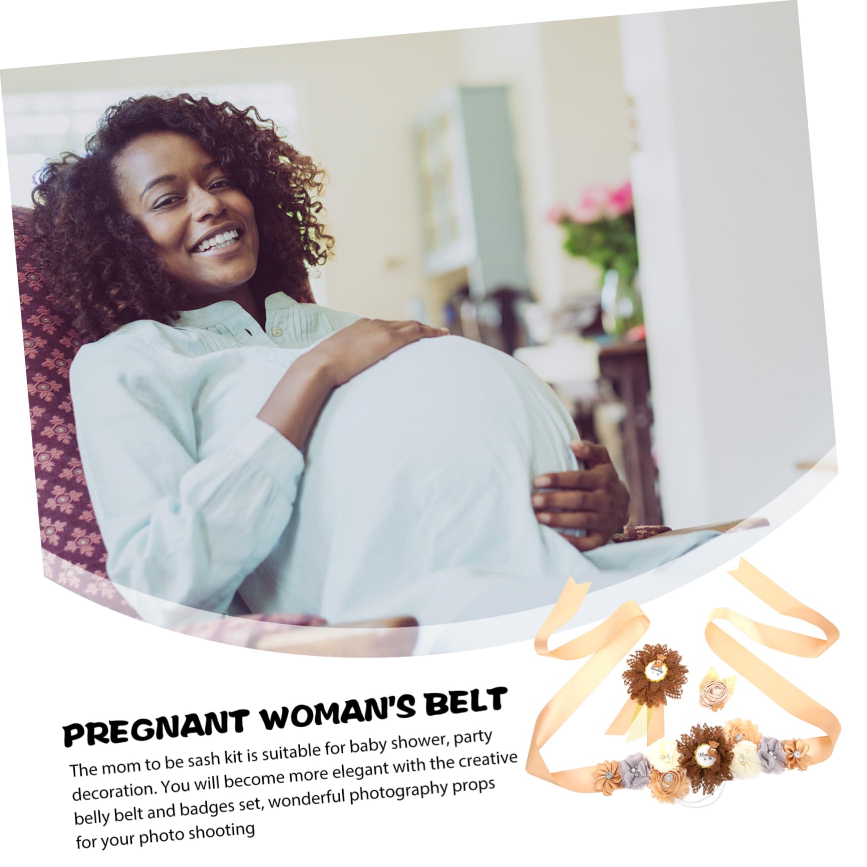 Elegant Pregnancy Flower Sash Belt - Mommy to Be Corsage Pin for Baby Showers, Gender Reveal & Maternity Photos | Floral Maternity Sash for Photo Props, Bridal Showers & Special Occasions