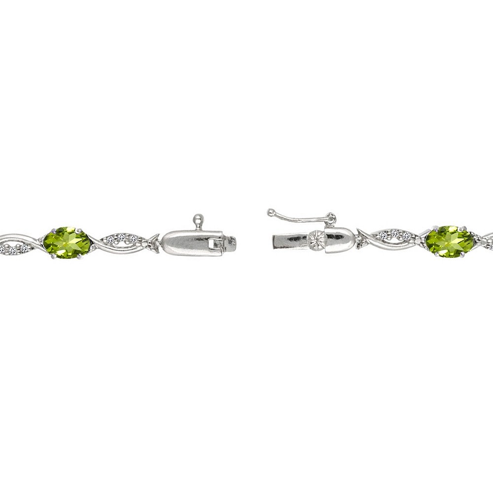 Women's Birthstone Bracelet - Oval Cut Swirl Design Genuine/Synthetic Gemstone Tennis Bracelet in Sterling Silver or Gold Flash with Gift Box | Perfect for Anniversaries, Birthdays & Special Occasions