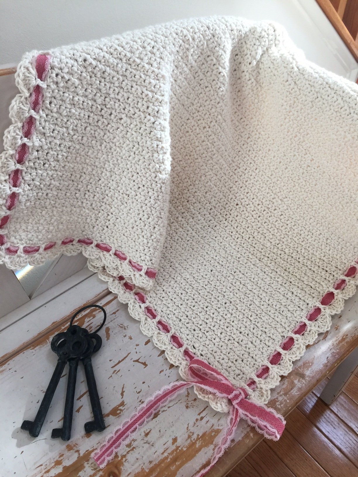 Organic Cotton Hand-Crocheted Baby Blanket - Soft & Hypoallergenic Newborn Swaddle Blanket for Boys & Girls - Perfect for Nursery, Stroller & Photo Shoots