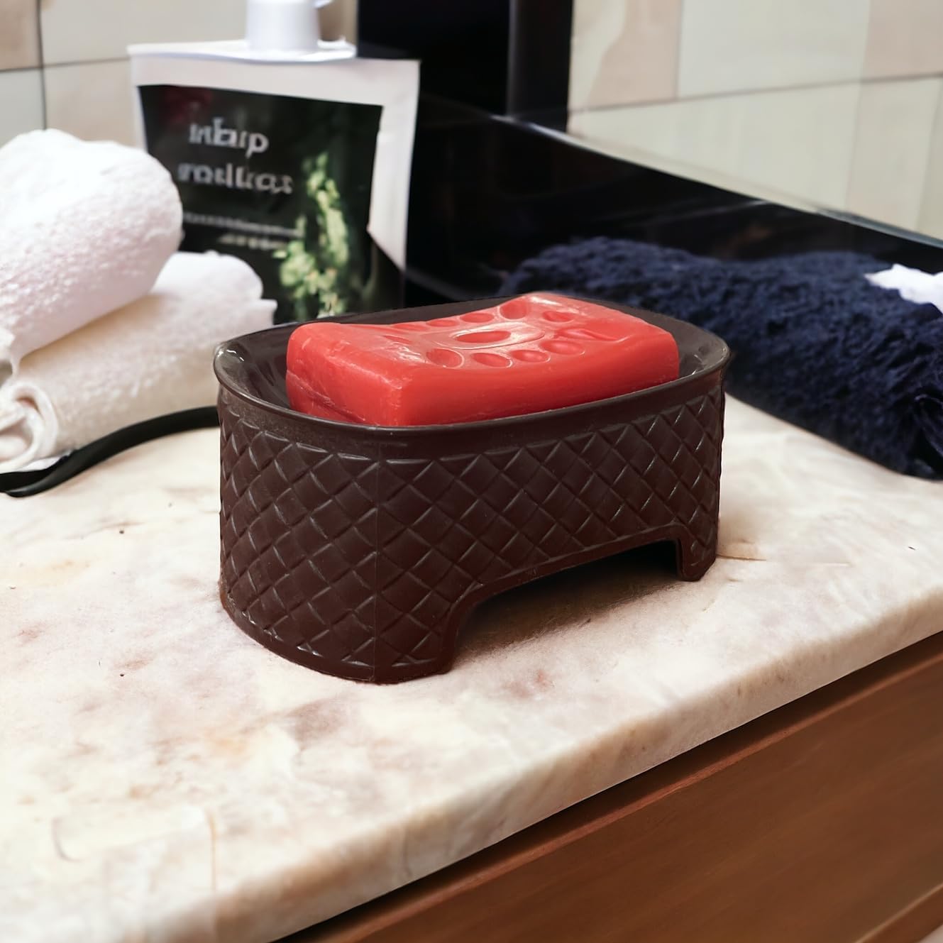 CSM Soap Holder Stand - Self Draining Soap Dish for Shower, Bathroom, Kitchen & Bathtub - Plastic Soap Case with Drainage Holes (Set of 4, Multicolor) - Perfect for Keeping Countertops Dry & Organized in Wet Areas