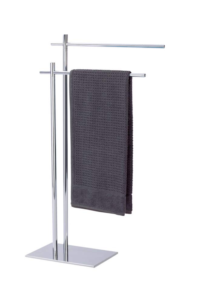 WENKO Silver Metal Clothes Drying Rack, 20 x 49 x 84 cm Foldable Laundry Stand for Towels & Clothing - Space Saving Solution for Small Apartments, Bathrooms & Balconies