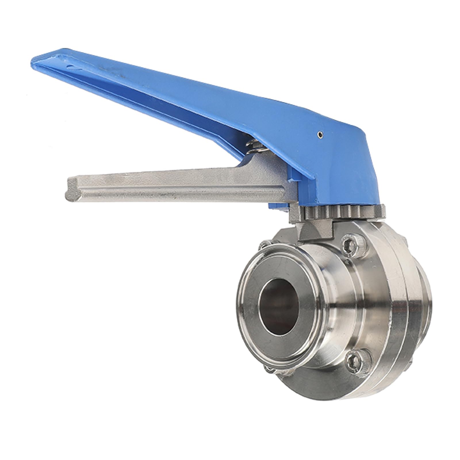 2.5 Inch Tri Clamp Butterfly Valve with Blue Trigger Handle - Sanitary Stainless Steel 304 Tri Clamp Clover - 2.5