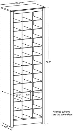 Pemberly Row 36-Cubby Shoe Storage Cabinet - Freestanding 12-Tier Shoe Organizer with Adjustable Partitions for Entryway, Closet & Living Room - Perfect for Organizing Sneakers, Boots & Heels in White