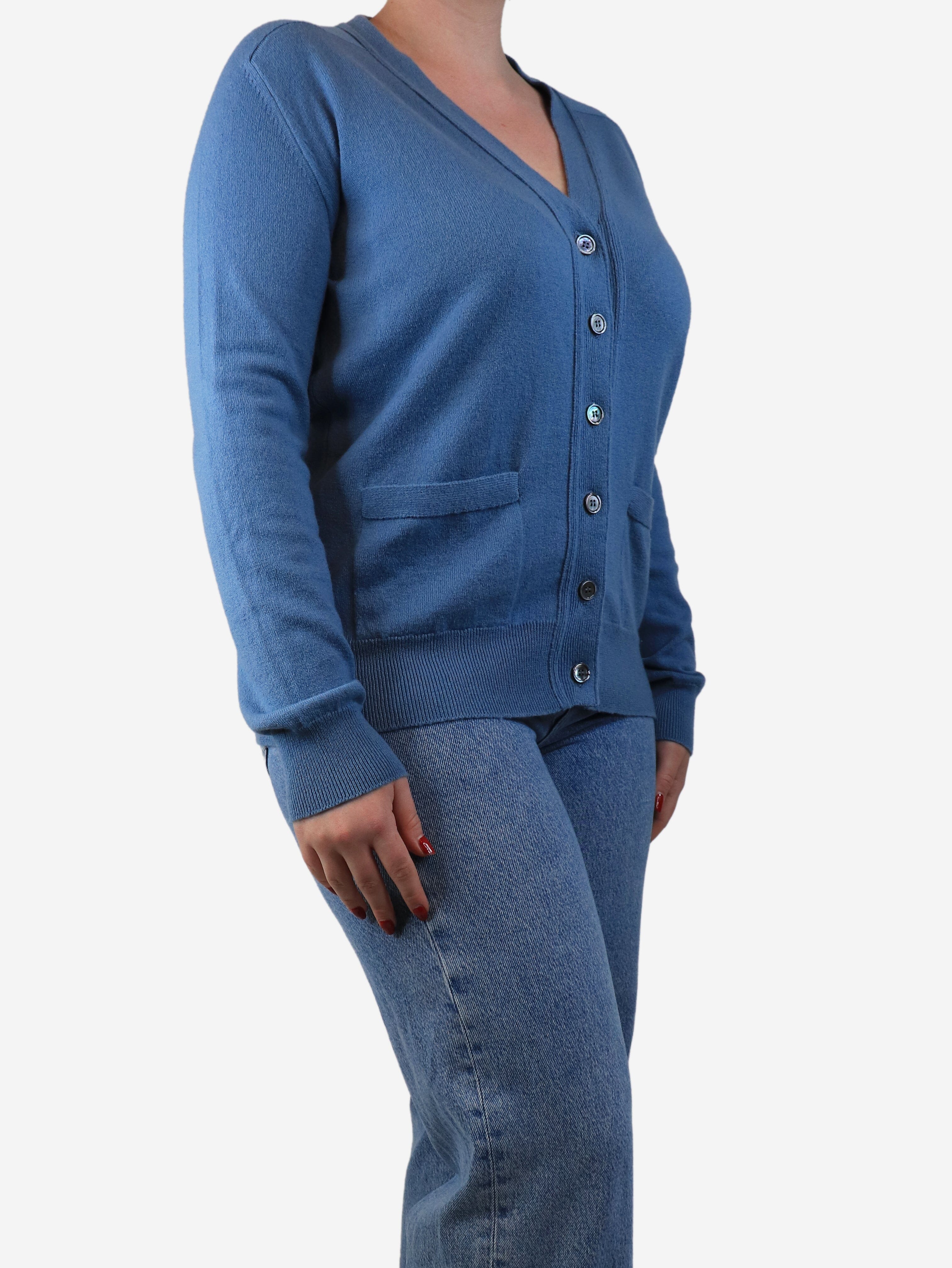 Blue Boyfriend Cardigan - Size L | Cozy Oversized Sweater for Women | Perfect for Casual Outfits, Layering & Fall Fashion