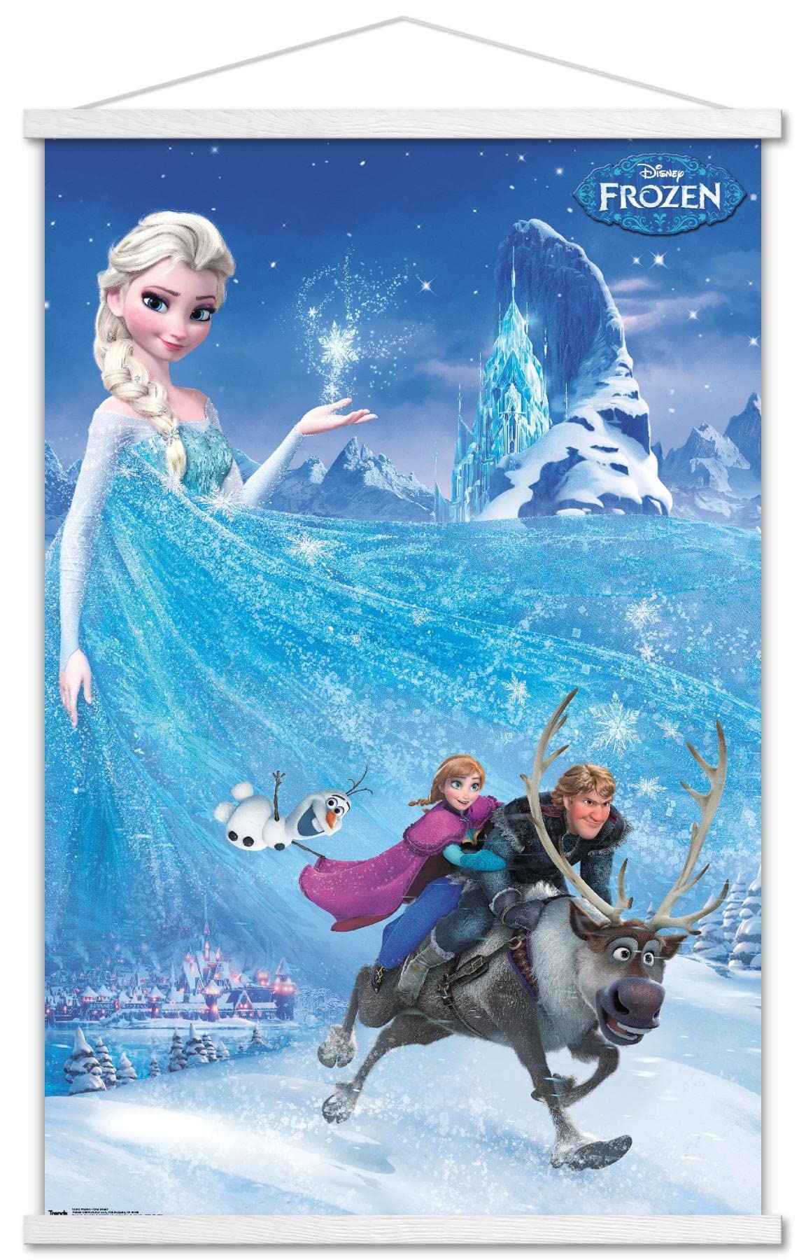Disney Frozen Adventure Wall Poster 22.375x34 Inches - Premium Print with White Hanger Bundle | Official Licensed One Sheet Movie Decor for Kids Room, Bedroom, Classroom & Party Decorations