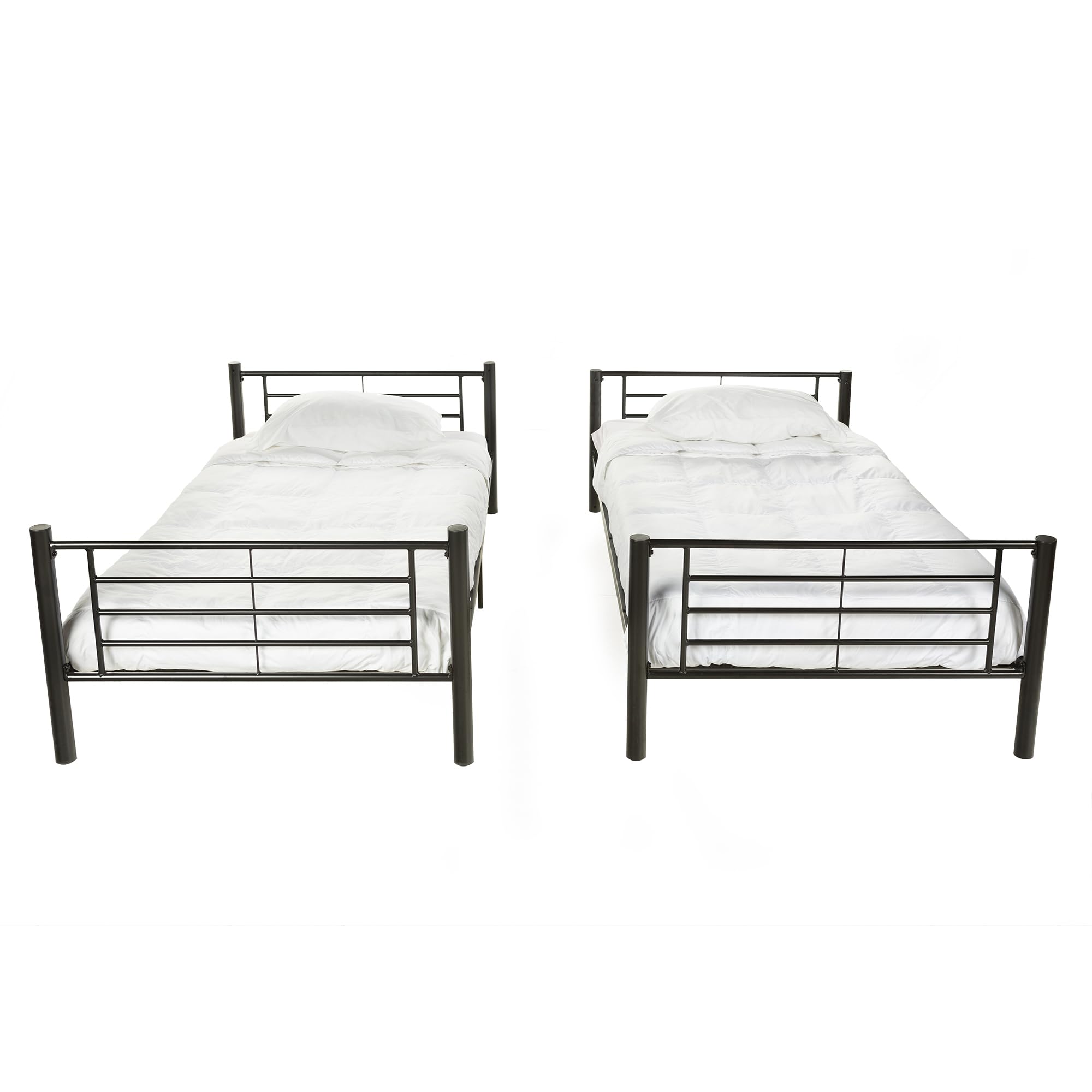 Walker Edison Elodie Urban Industrial Twin over Twin Metal Bunk Bed - Sturdy Black Steel Frame for Kids & Teens - Perfect for Small Bedrooms, Dorms & Shared Spaces