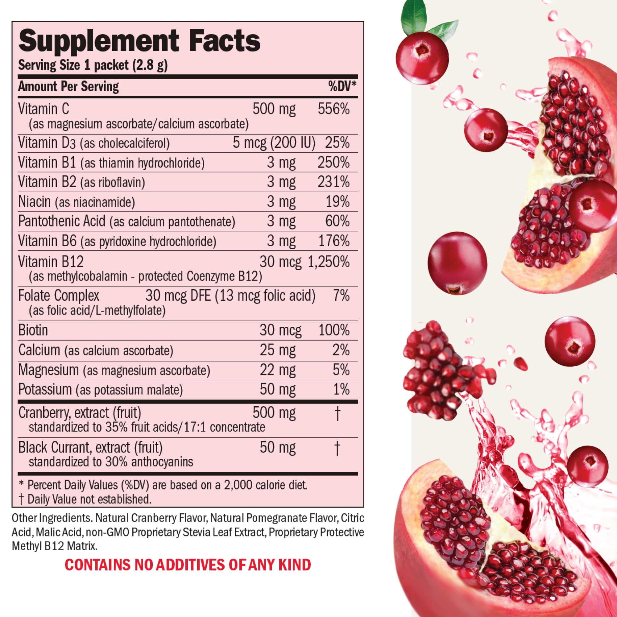 ANDREW LESSMAN Efficient C + Cranberry Benefits 180 Packets - Immune & Energy Support, Urinary Tract Health, Stress Relief | Sugar-Free, Zero Calorie, Low Carb Vitamin C Drink Mix | Perfect for Daily Wellness, Travel & On-The-Go Nutrition