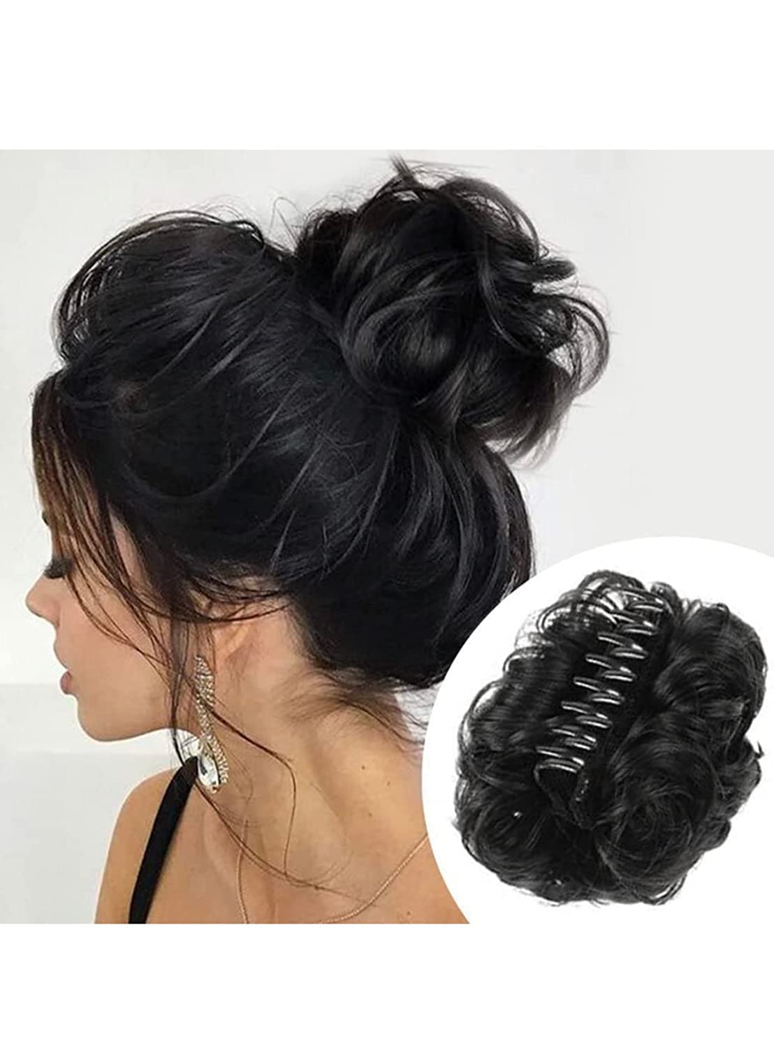 STRAWBERRY Hair Claw Clip for Women & Girls | Fake Hair Bun with Clutch | Women's Hair Accessories | Black Hair Claw Clip - 1 Pack | Perfect for Updos, Ponytails & Everyday Hairstyles
