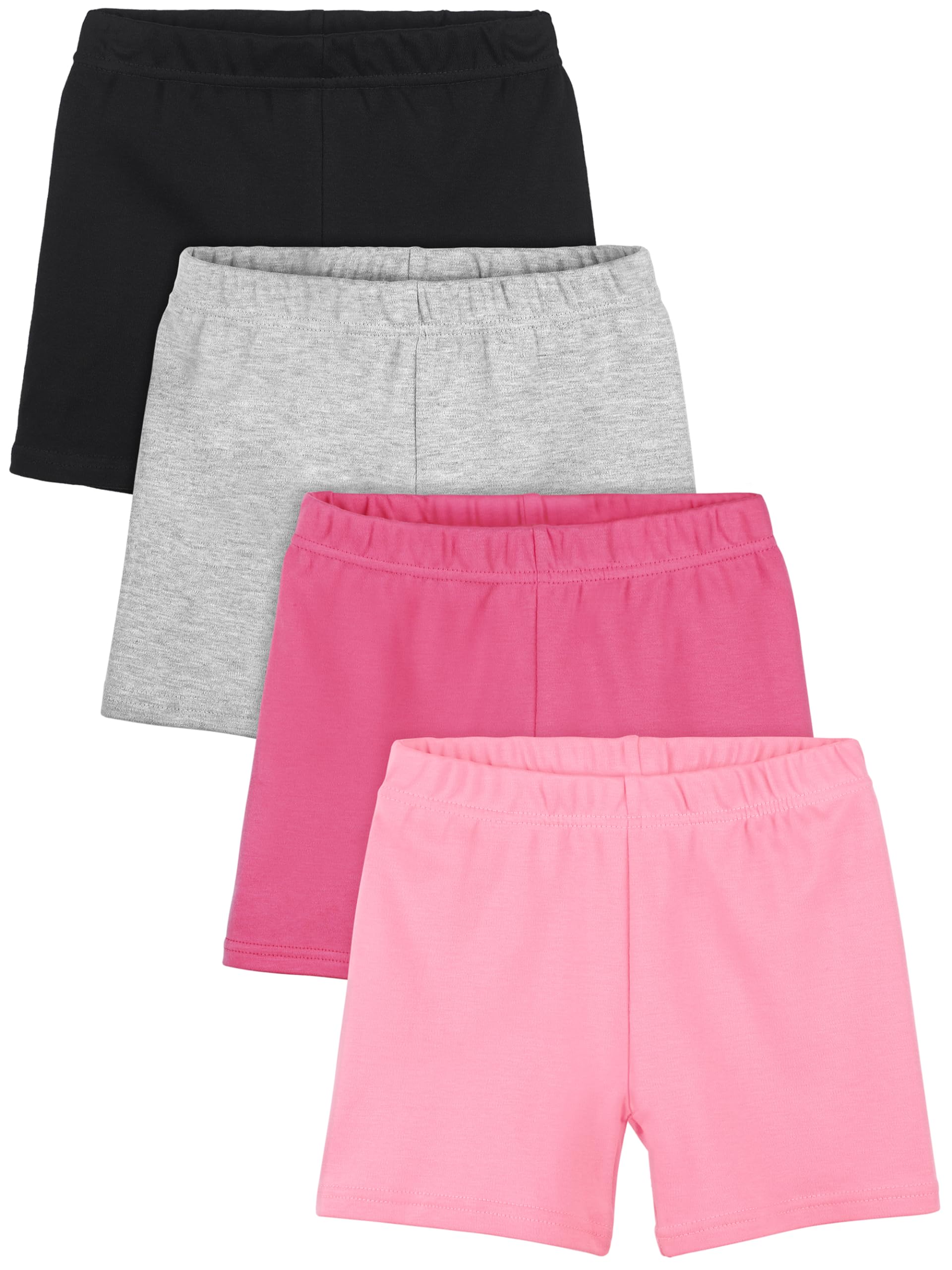 Resinta 4 Pack Girls Cotton Bike Shorts - Toddler Basic Cartwheel Shorts, Kids Under Dress Shorts, Solid Dance Safety Shorts for Play, Gym & Everyday Wear