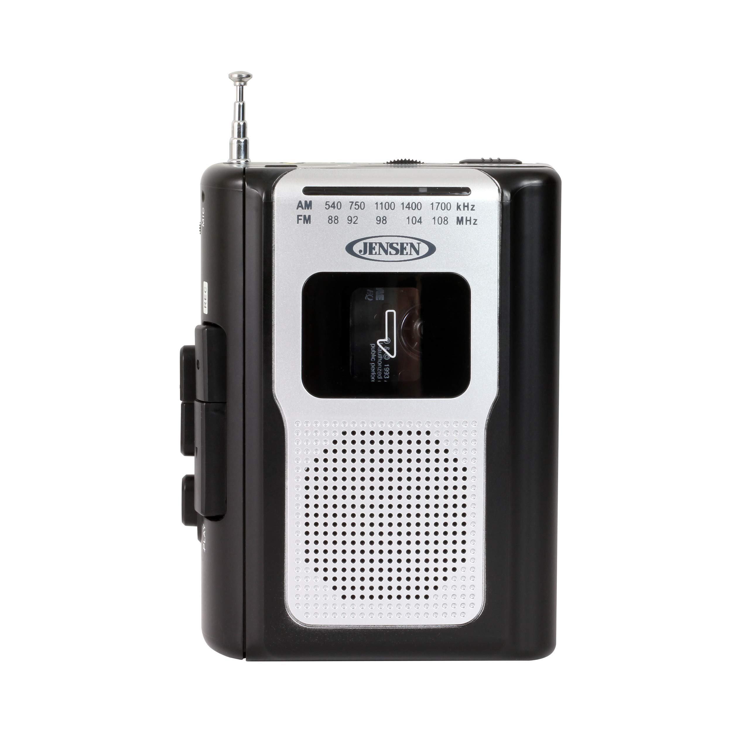 Jensen CR-100 Retro AM/FM Radio with Cassette Player - Portable Vintage Stereo Recorder, Built-in Speaker, Lightweight Design (Black) - Perfect for Home, Office, Travel & Outdoor Activities