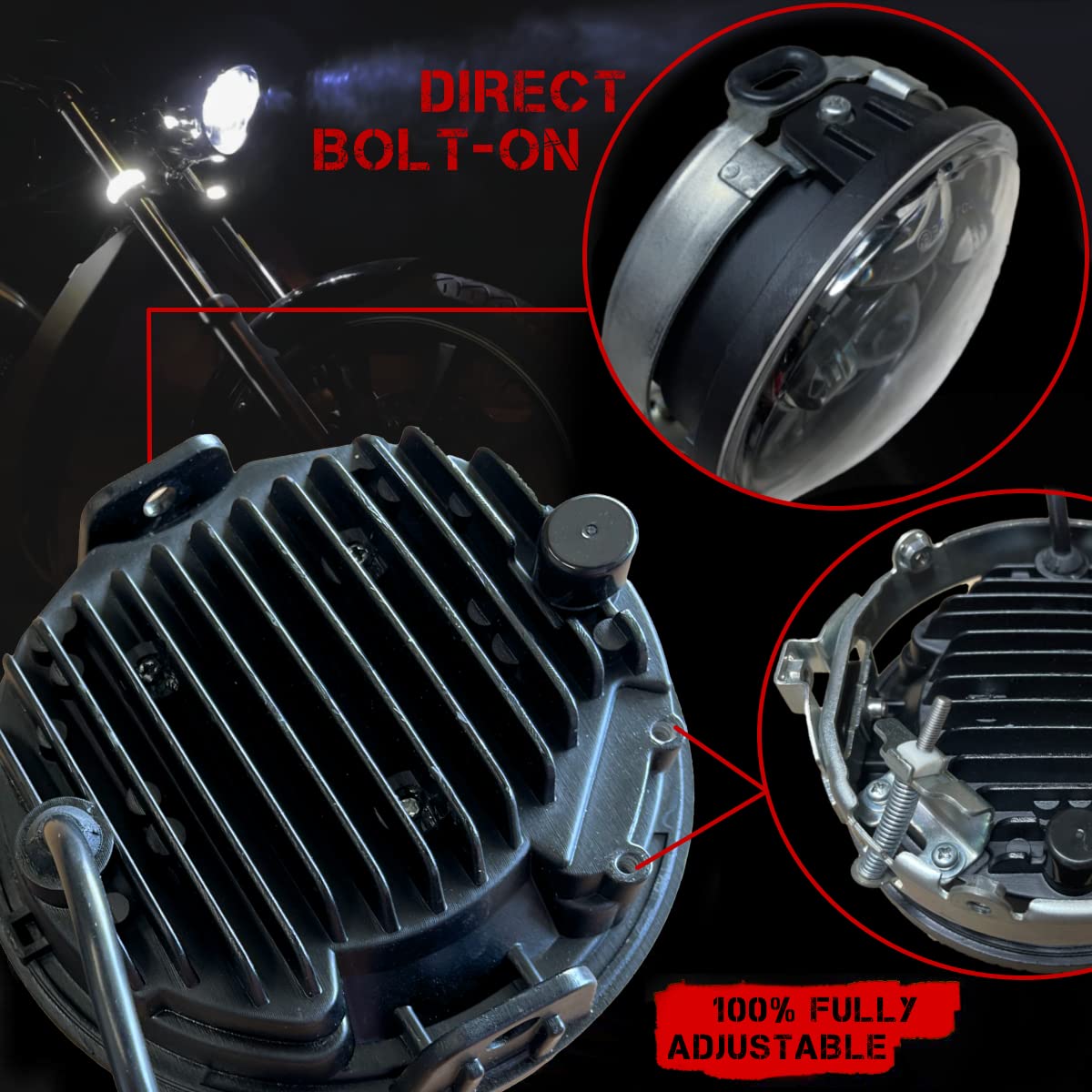 SLK-Lights VT1300 Fury LED Daymaker Black Headlight 5 3/4
