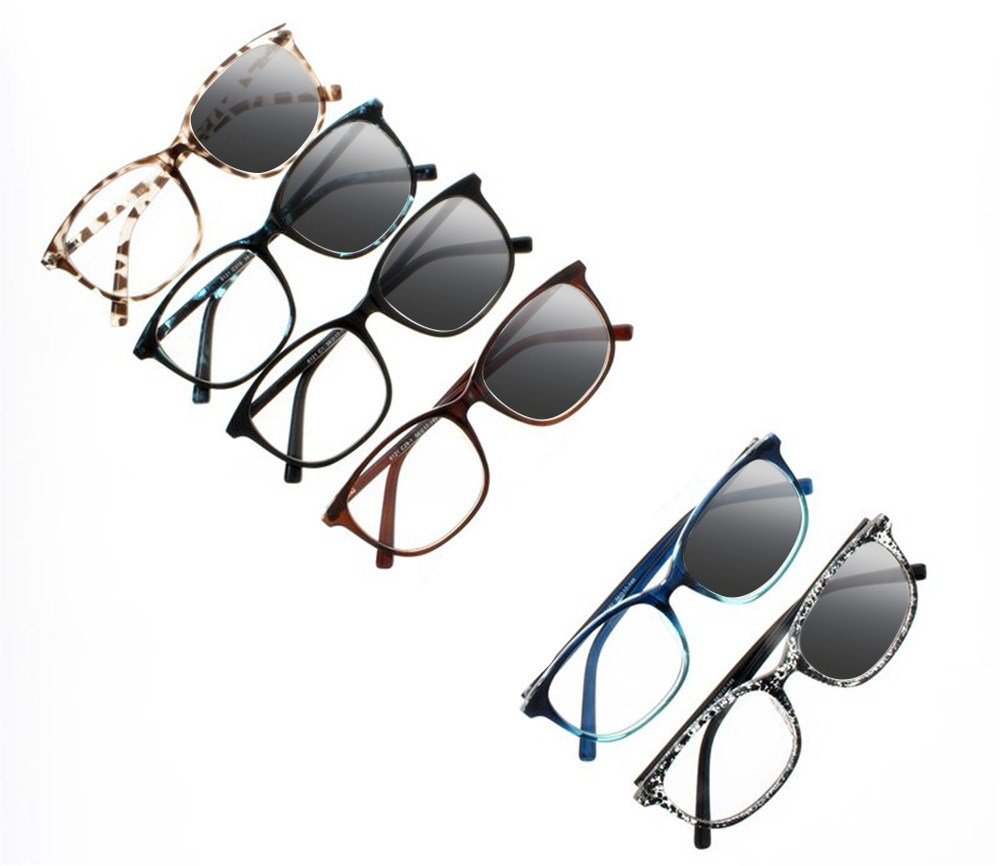 Square Oversized Nerd Geek Photochromic Reading Glasses with UV400 Protection - Light to Dark Transition Lenses for Indoor & Outdoor Reading, Computer Use, and Sun Protection