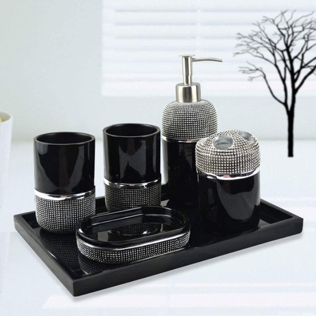 Modern Resin Bathroom Accessories Set - Soap Dispenser, Toothbrush Holder, Gargle Cup & Soap Dish - Stylish Bathroom Decor for Home, Hotel & Spa Use