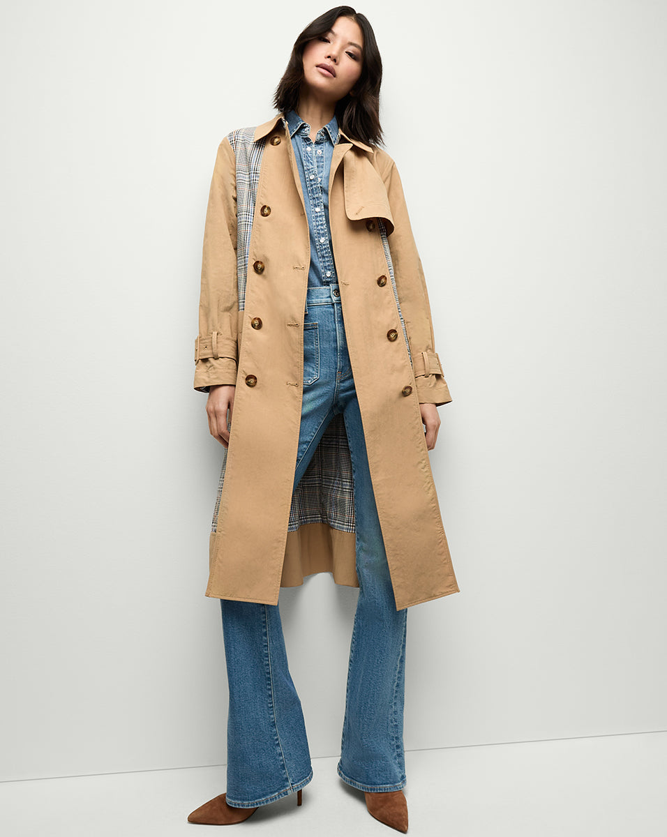 Stylish Liam Patchwork Trench Coat for Women | Waterproof Windbreaker Jacket with Vintage Design | Perfect for Fall Fashion, Outdoor Adventures & City Street Style