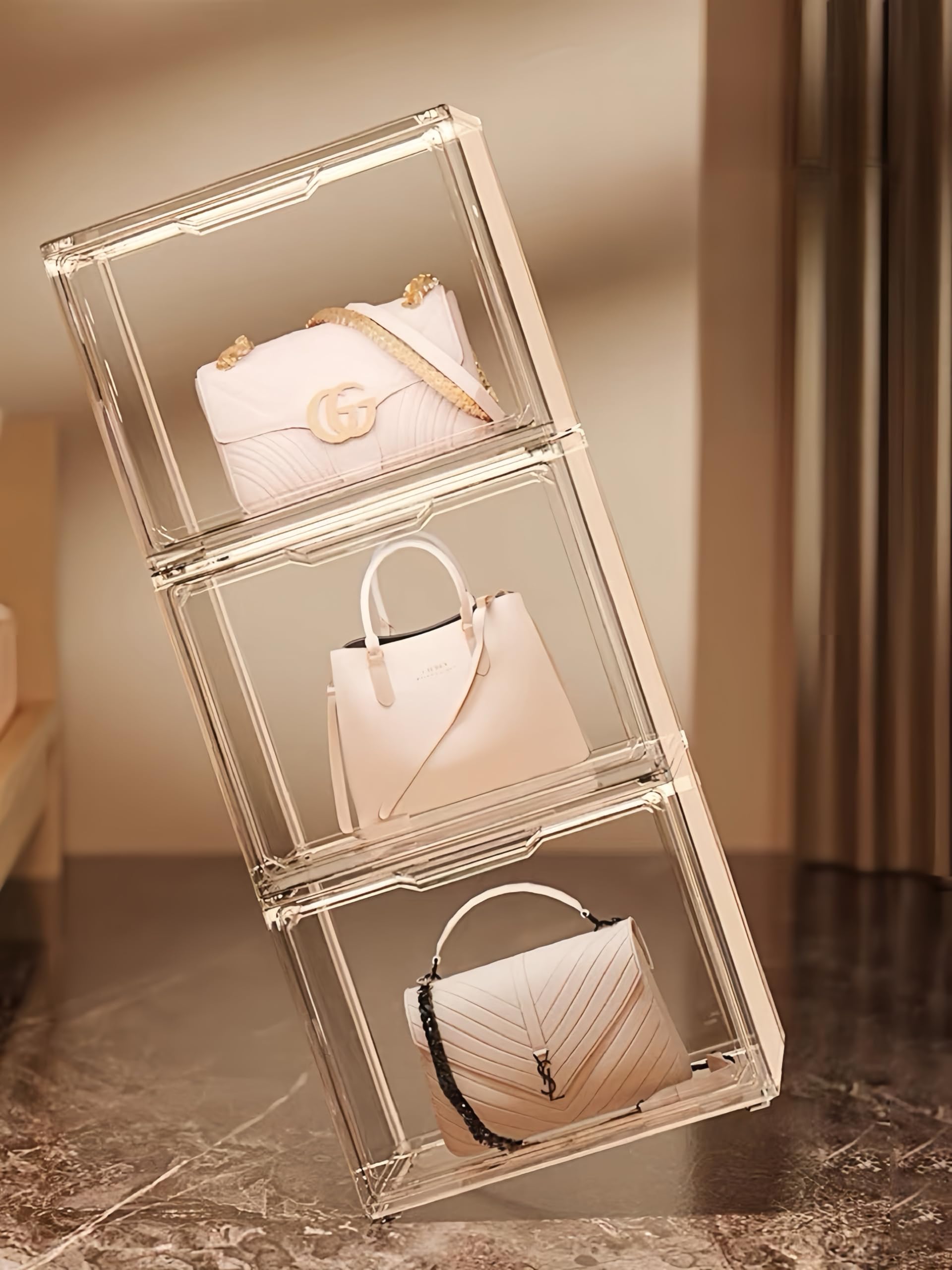 Clear Stackable Plastic Storage Box with Magnetic Lid - Organize Cosmetics, Shoes & Collections - Transparent Display Container (1-Pack) - Perfect for Home, Office & Retail Organization