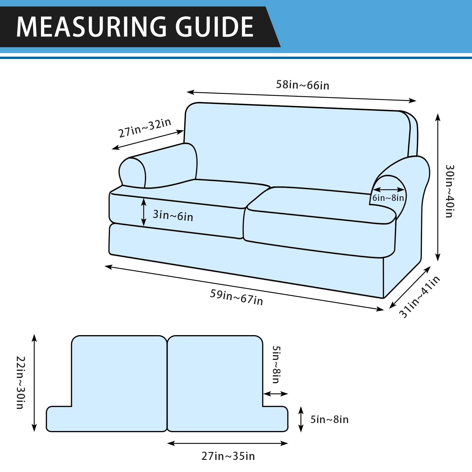 3-Piece T-Cushion Loveseat Slipcovers - Faux Leather Sofa Cover for 2-Cushion Couches - Stretchable Furniture Protector with 2 Individual Seat Covers (Brown) - Perfect for Living Room, Office, and Apartment Decor