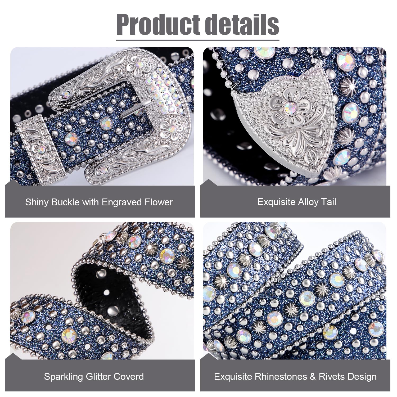 Sparkling Rhinestone Belt for Men & Women - Western Studded Leather Waist Belt with Bling Diamonds - Perfect for Cowboy & Cowgirl Jeans, Rodeo, and Night Out Fashion