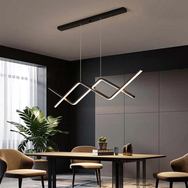 Modern Geometric Strips Pendant Light - Industrial Kitchen Island Lighting Fixture for Dining Room, Bar, Cafe & Restaurant Decor