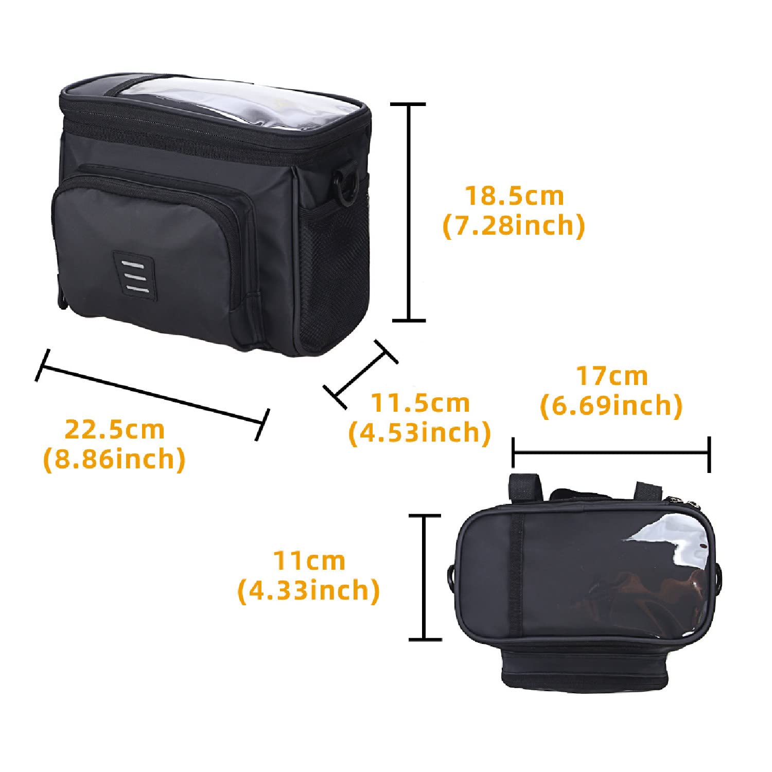 Waterproof Bike Handlebar Bag with Touchscreen Phone Holder - High Capacity Front Bicycle Basket for Cycling, Commuting, Hiking & Outdoor Adventures - Universal Fit Black Cycling Accessory for Phone, Keys & Essentials