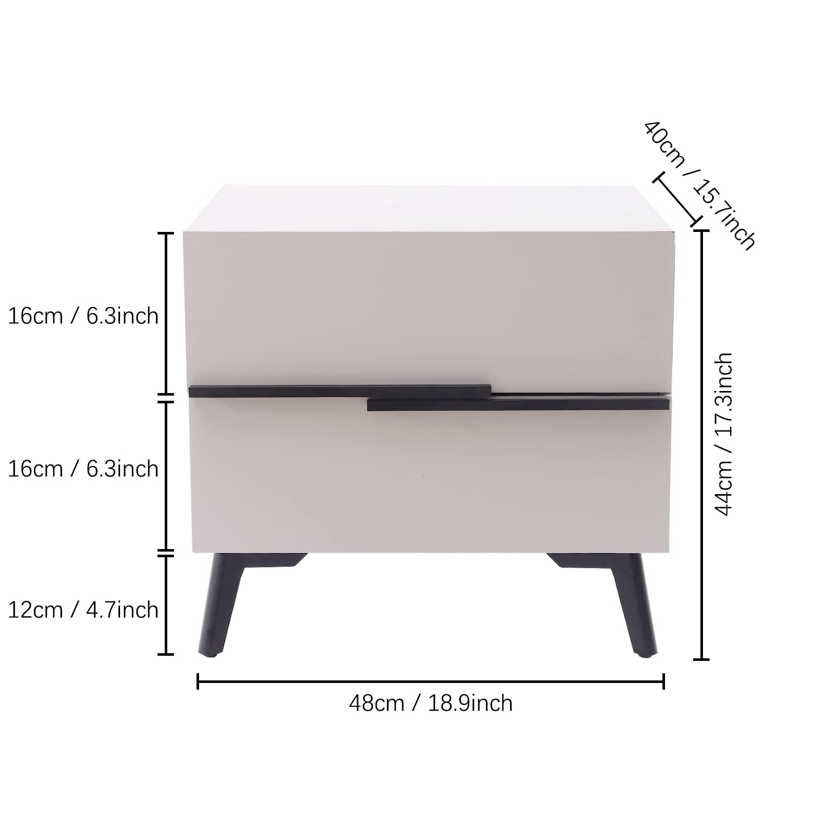 Modern Nightstand with 2 Drawers - Wooden Bedside Table for Bedroom Storage | Compact End Table for Small Spaces, Apartment Living & Guest Rooms