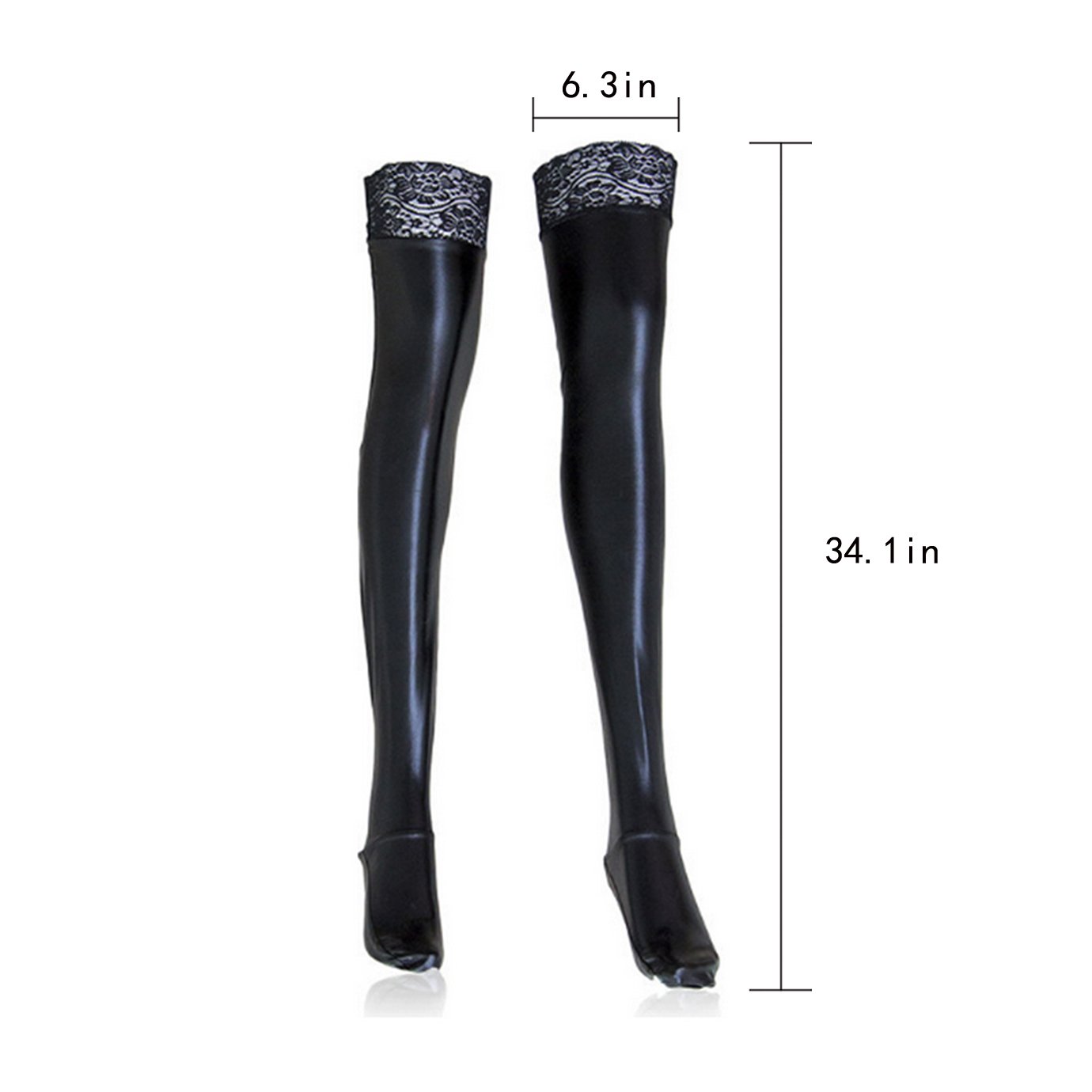 Lobagve Van Caro Women's Metallic Thigh High Stockings - Elastic Cosplay Socks for Halloween, Party & Fashion Outfits