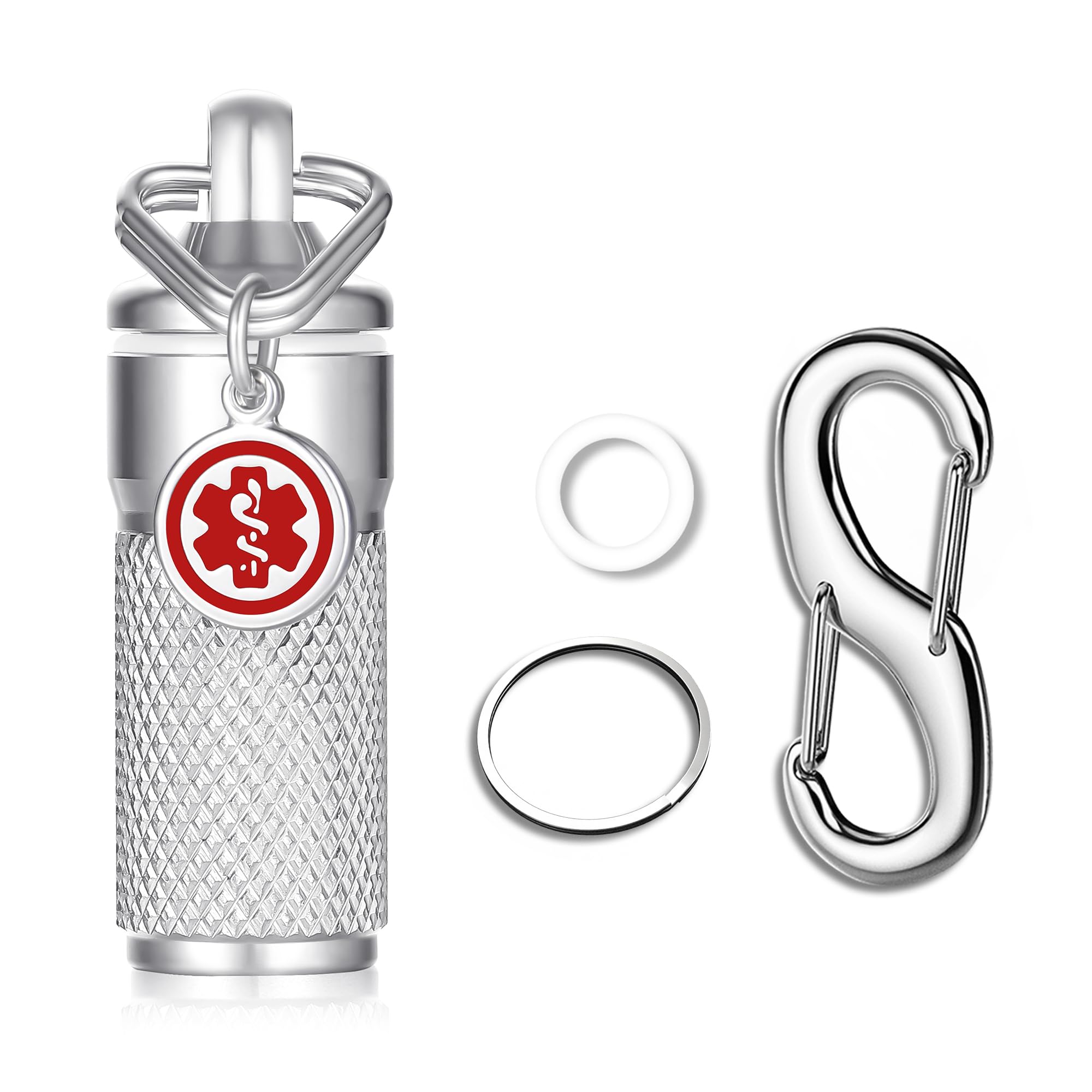 Divoti Precision CNC Machined Stainless Steel Emergency Pill Holder Keychain - Compact & Durable Medicine Storage for Travel, Hiking, and Daily Use