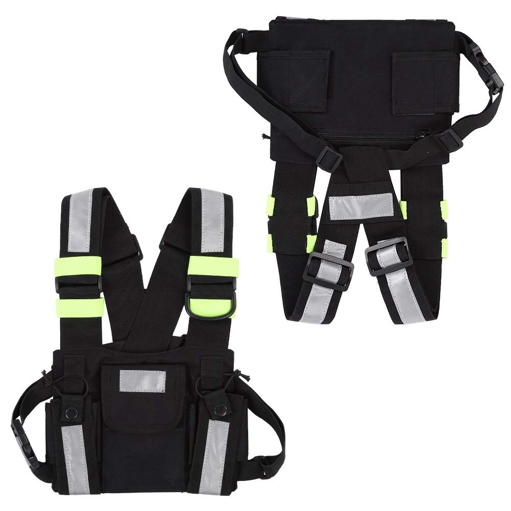 TYT Radio Chest Harness - Yellow Reflective Front Pack Vest with Pouch for Two-Way Radios | Universal Carry Case for Hiking, Camping, Work & School | Durable & Adjustable for Outdoor Activities, Security & Emergency Use