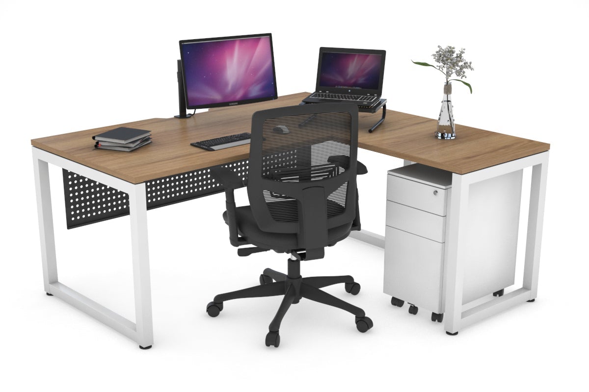 L-Shaped Corner Office Desk with Quadro Loop Legs - 1800L x 1800W, Cable Management Scallop - Perfect for Home Office, Gaming Setup & Workspace Organization