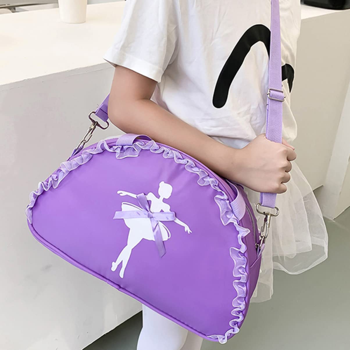 BESPORTBLE 3-Piece Small Black Fluffy Dance Bag Set - Fashionable Gym Storage Bags with Purple Oxford Cloth - Perfect for Dance Classes, Gym Workouts & Travel Accessories