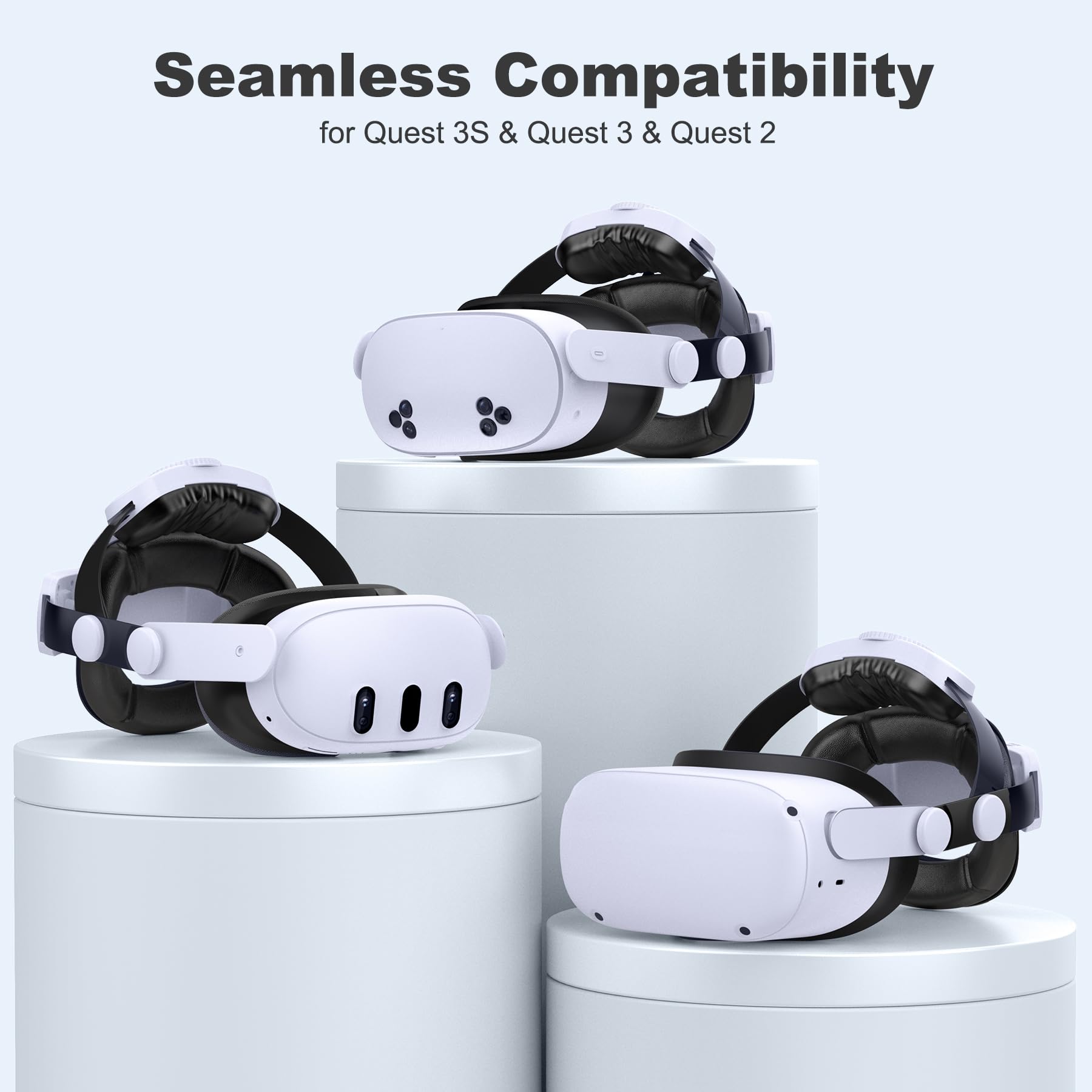 Meta Quest 3S/Quest 3/Quest 2 Comfort Head Strap - Adjustable VR Headset Accessory with Double Knobs for Enhanced Support & Pressure Relief | Perfect for Extended Gaming, VR Fitness & Immersive Experiences