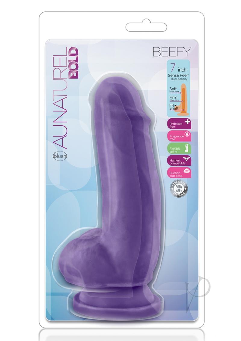 Au Naturel Bold Beefy Dildo with Suction Cup - 7 Inch Purple Realistic Dildo for Women & Men - Perfect for Solo Play, Couples & BDSM Scenes