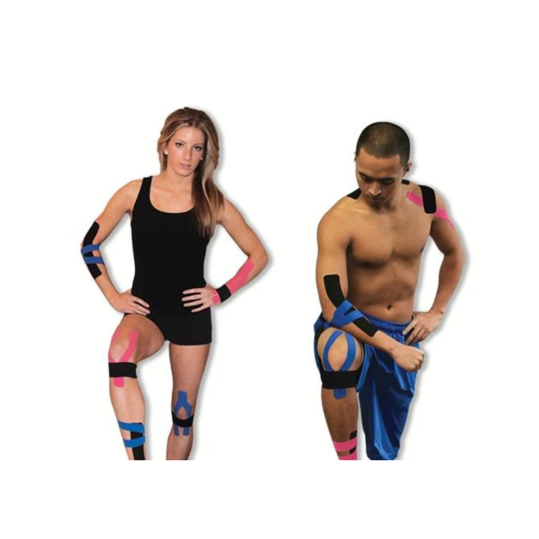 Pro Tec Kinesiology Tape - 2 Pack Double Rolls for Pain Relief & Muscle Support - Ideal for Athletes, Physical Therapy & Injury Recovery